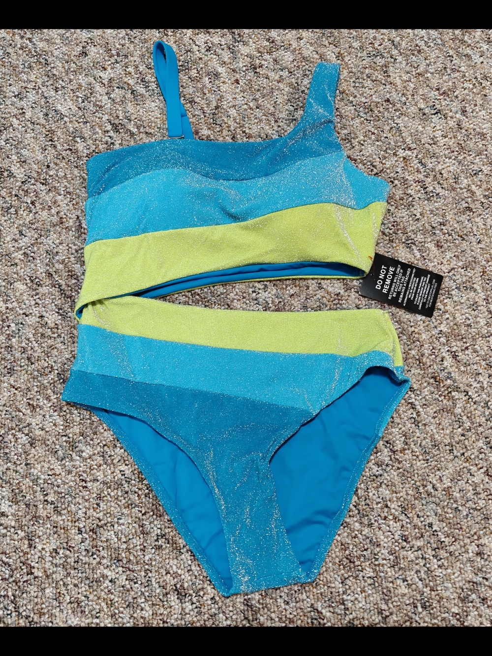 Swimsuits For All One Shoulder Color Block Cutout One Piece Swimsuit, Size 18